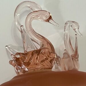 Hand Blown Glass Swans  Pink With Controlled Bubbles Giftcraft Taiwan
